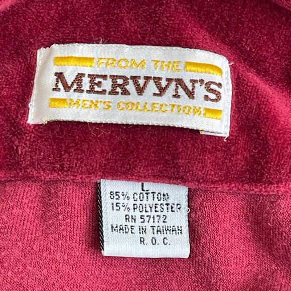 VINTAGE 70s Mervyn's Velour Long Sleeve Polo Shirt Size Large - Picture 4 of 5